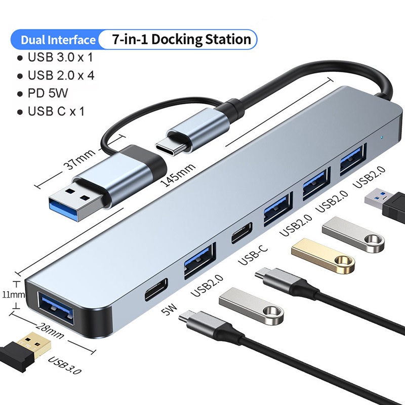 Usb Hub 7 Port - 7 em 1 usb c extensor