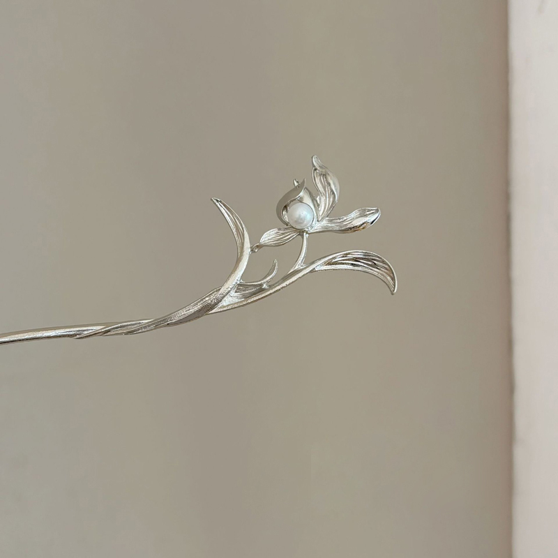 Tech Accessories Women - Novo estilo chinês prata orquídea hairpin