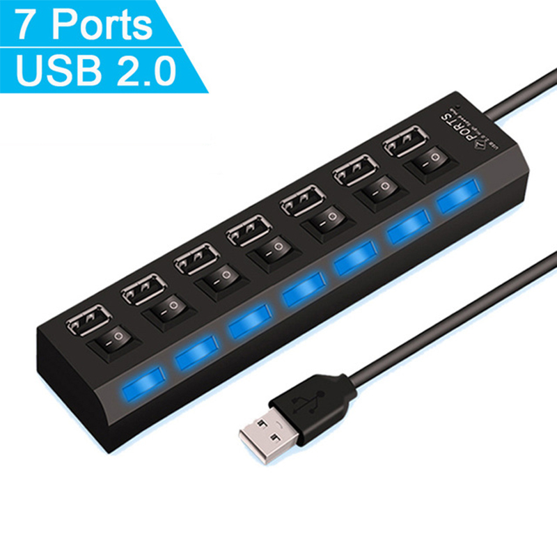 Hub USB 2.0 de 7 portas, divis - Usb Hub 7 Port avaliação e preço
